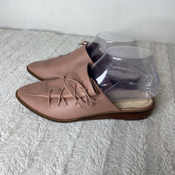 Kelsi Dagger Brooklyn Mules Slip On Pointed Toe Mauve Pink Tie Detail Womens 7 - Picture 2 of 14